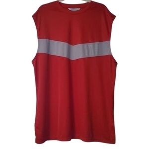 Nike Men's Size XXL Sleeveless Athletic Shirt Red Top Gray Stripe Mens Muscle